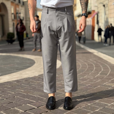 Pantalone con bottone e coulisse grigio - FLAG STORE